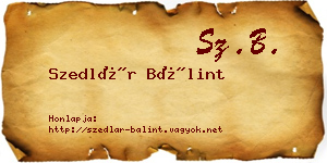 Szedlár Bálint névjegykártya